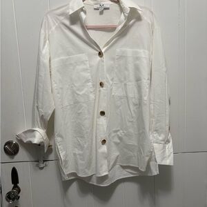 Magaschoni Cream Casual Button Down Shirt